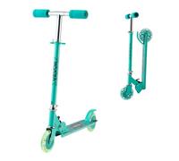 VEVOR Trottinette pour enfants à partir de 3 ans, patinette à 2 roues lumineuses, guidon réglable en hauteur, large plateau antidérapant, cadre léger et pliable pour garçons et filles à 50 kg, vert