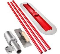 VEVOR Truelle De Maçon 120x30cm Maçonnerie 3 Poignées De 180cm Plâtrage Support Réglable Rouge et Argent