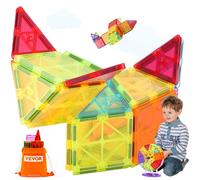 VEVOR Tuiles magnétiques, 180 PCS, Blocs de Construction magnétiques pour Enfants, Jouets éducatifs STEM à empiler avec 2 Bases de Voiture et Support de Grande Roue, pour Tout-Petits de 5 Ans et Plus