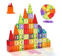 VEVOR Tuiles magnétiques, 181 PCS, Blocs de Construction magnétiques pour Enfants, Jouet éducatif STEM à empiler avec Bases de Voiture/Grande Roue/Lettres et Cartes numériques, pour Enfants de 5+ Ans