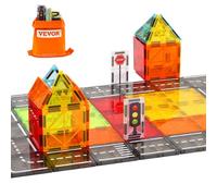 VEVOR Tuiles magnétiques, 56 PCS, Blocs de Construction de Route magnétiques pour Enfants, Jouet d'empilage de Construction de Ville éducatif sensoriel STEM avec Sac de Rangement, pour Enfants 3+ Ans