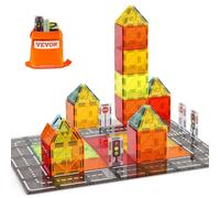 VEVOR Tuiles magnétiques, 56 PCS, Blocs de Construction de Route magnétiques pour Enfants, Jouet d'empilage de Construction de Ville éducatif sensoriel STEM avec Sac de Rangement, pour Enfants 3+ Ans