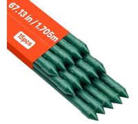 VEVOR Tuteur Plante 1,7 m Tuteur Plante Grimpante 15 PCS Tuteurs à Tomates Jardin pour Soutien Plantes Grimpantes Légumes Extérieur, Métal Recouvert Plastique Extrémité Pointue Picots Antidérapants