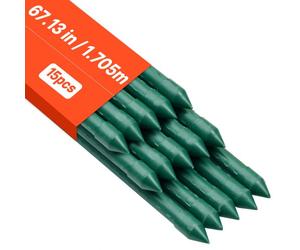 VEVOR Tuteur Plante 1,7 m Tuteur Plante Grimpante 15 PCS Tuteurs à Tomates Jardin pour Soutien Plantes Grimpantes Légumes Extérieur, Métal Recouvert Plastique Extrémité Pointue Picots Antidérapants