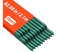 VEVOR Tuteur Plante 2,1 m Tuteur Plante Grimpante 25 PCS Tuteurs à Tomates Jardin pour Soutien Plantes Grimpantes Légumes Extérieur, Métal Recouvert Plastique Extrémité Pointue Picots Antidérapants