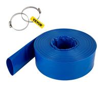 VEVOR Tuyau de décharge 51 mm x 32 m tuyau plat en tissu PVC, tuyau de vidange robuste avec colliers de serrage, résistant aux intempéries et à l'éclatement pour la piscine et le transfert d'eau, bleu
