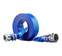 VEVOR Tuyau de lavage à contre-courant, 2 po x 50 pi, tuyau de décharge plat en PVC robuste avec raccords Camlock C & E en aluminium, pinces, compatible avec les pompes, filtres à sable, pour vidange