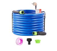 VEVOR Tuyau d'Eau Chauffant 15,3 m pour Camping-car, Tuyau d'Eau Potable Antigel jusqu'à -42,7 ℃, Autorégulation Automatique, Diamètre Intérieur de 16 mm avec Raccords Rapides, sans Plomb et sans BPA