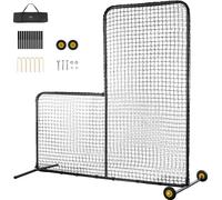 VEVOR Type L pour cage de frappe 213 x 106 x 213 cm Parapluie de sécurité pour baseball et softball Protection du corps Parapluie de frappe portable avec protection du corps & sac de transport & roues