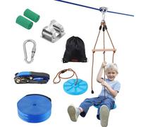 VEVOR Tyrolienne pour Enfants et Adultes 15,8 m, Kit de Tyrolienne Complet Charge 227 kg, Configuration Facile, avec Harnais de Sécurité en Nylon, Siège et Guidon, pour Jardin Arrière-cour Extérieur
