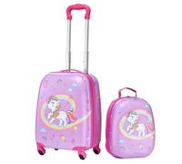 VEVOR Valise Enfant 32x23x45 cm Bagage Enfant 2 PCS avec Valise Cabine à roulettes Pivotantes pour Enfants Fille Garçon et Sac à Dos Coque Rigide Motif Licorne, Approuvée par Compagnies Aériennes