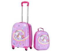 VEVOR Valise Enfant 32x23x45 cm Bagage Enfant 2 PCS avec Valise Cabine à Roulettes Pivotantes pour Enfants Fille Garçon et Sac à Dos Coque Rigide Motif Licorne, Approuvée par Compagnies Aériennes