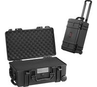 VEVOR Valise rigide résistante aux intempéries Boîtes de séchage avec mousse prédécoupée, roulettes et poignées rétractables pour les voyages, boîtier étanche IP67 pour caméras Noir (55 x 34 x 24 cm)