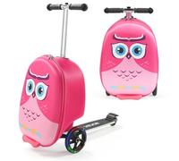 VEVOR Valise Trottinette Enfant, Capacité 20 L, Bagage à roulettes, Charge 50 kg, avec Roues PU, Poignée Réglable et Antidérapante TPR, Pliable et Légère, pour Voyages Enfants de 5 Ans et Plus, Rose