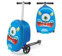 VEVOR Valise Trottinette Enfant, Capacité 20 L, Bagage à Roulettes, Charge 50 kg, avec Roues PU, Poignée Réglable et Antidérapante TPR, Pliable et Légère, pour Voyages Enfants de 5 Ans et Plus, Bleu