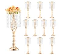 VEVOR Vase de mariage, lot de 10, supports de fleurs de mariage en cristal de 55 cm de haut, vase or en métal pour centre de table pour dîner de mariage, cérémonie, anniversaire, événement, décoration