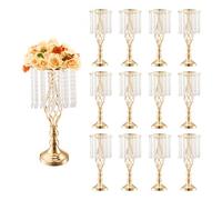 VEVOR Vase de mariage, lot de 12, supports de fleurs de mariage en cristal de 49 cm de haut, vase or en métal pour centre de table pour dîner de mariage, cérémonie, anniversaire, événement, décoration