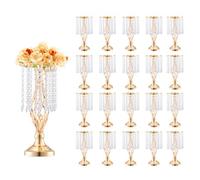 VEVOR Vase de mariage, lot de 20, supports de fleurs de mariage en cristal de 43 cm de haut, vase or en métal pour centre de table pour dîner de mariage, cérémonie, anniversaire, événement, décoration