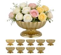 VEVOR Vase de Mariage Métal Lot de 10 Vase de Centre de Table Hauteur 12 cm Petits Bols Décoratifs pour Compositions Florales, Banquets Fêtes, Décoration Intérieure, Réceptions, Finition Dorée Peinte