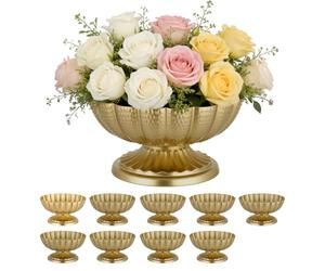VEVOR Vase de Mariage Métal Lot de 10 Vase de Centre de Table Hauteur 12 cm Petits Bols Décoratifs pour Compositions Florales, Banquets Fêtes, Décoration Intérieure, Réceptions, Finition Dorée Peinte
