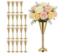 VEVOR Vase de Mariage Métal Lot de 20 Vase de Centre de Table Hauteur 43 cm Support pour Compositions Florales, Banquets de Fêtes, Décoration Intérieure, Forme Trompette, Finition Galvanisée Dorée
