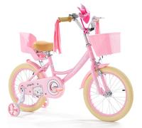 VEVOR Vélo Enfant 100-130 cm, Style Princesse, avec Roues Stabilisatrices Amovibles, Selle Réglable, Facile à Monter, Frein à Main et à Pied, Vélo pour Tout-Petits, Filles, Débutants de 4-8 Ans