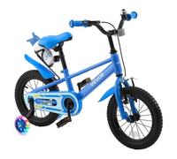 VEVOR Vélo Enfant 14 pouces, Bicyclette avec Roues Stabilisatrices, Style BMX, Bleu, pour Garçons et Filles 3-5 Ans, Selle et Guidon Réglables, Freins Avant/Arrière, Porte-Gobelet, Cadre Acier Carbone