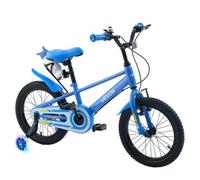 VEVOR Vélo Enfant 16 pouces, Bicyclette avec Roues Stabilisatrices, Style BMX, Bleu, pour Garçons et Filles 4-7 Ans, Selle et Guidon Réglables, Freins Avant/Arrière, Porte-Gobelet, Cadre Acier Carbone