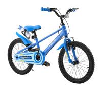 VEVOR Vélo Enfant 18 Pouces, Bicyclette Enfant avec Béquille Style BMX Bleu | pour Garçons et Filles 5-8 Ans, Selle et Guidon Réglables, Freins Avant et Arrière, Porte-Gobelet, Cadre en Acier au Carbone