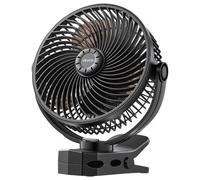 VEVOR Ventilateur à Pince Portable, Ventilateur Rechargeable par USB-C, 3 Vitesses et 1 Mode de Ventilation Cyclique, pour Bureau, Camping, Tapis de Course et Voiturette de Golf, Pince Robuste, Noir