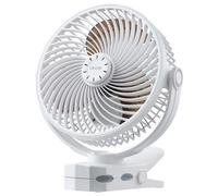 VEVOR Ventilateur à Pince Portable, Ventilateur Rechargeable par USB-C, 3 Vitesses et 1 Mode de Ventilation Cyclique, pour Bureau, Camping, Voiturette de Golf et Tapis de Course, Pince Robuste, Blanc