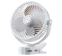 VEVOR Ventilateur à Pince Portable, Ventilateur Rechargeable par USB-C, 3 Vitesses et 1 Mode de Ventilation Cyclique, pour Bureau, Camping, Voiturette de Golf et Tapis de Course, Pince Robuste, Blanc