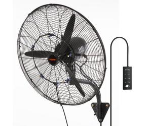 VEVOR Ventilateur brumisateur mural, 61,6 cm, ventilateur industriel oscillant étanche, 3 vitesses, 7000 CFM, ventilateur commercial ou résidentiel pour refroidissement entrepôt, serre, atelier, noir