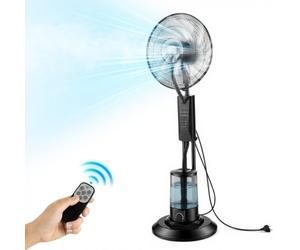 VEVOR Ventilateur Brumisateur sur Pied 3 Vitesses Ventilateur Brumisateur 75 W pour Intérieur, Extérieur, Garage, Terrasse, Salon, avec Réservoir Eau 3 L, Télécommande, Panneau de Commande, 3 Modes