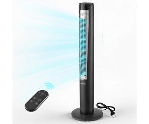 VEVOR Ventilateur Colonne, Ventilateur Tour Oscillant à 70°, avec Télécommande, Commande Tactile, 3 Vitesses et 4 Modes, Minuterie 12 h, Vitesse d'Air 5,3 m/s, pour Chambre, Salon et Bureau, Noir