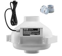 VEVOR Ventilateur d'Atténuation de Radon, 98-114 mm, Kit Ventilateur de Conduit en Ligne Étanche Silencieux 190 CFM avec 2 Coupleurs, Ventilateur d'Extraction, pour Ventilation Intérieure Extérieure