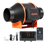 VEVOR Ventilateur de Gaine à Flux Mixte 349 m³/h, Extracteur d'Air en Ligne 101,6 mm pour Tente de Culture et Cuisine, Moteur EC 10 Vitesses, Contrôleur PWM, Contrôle App, Capteur Température Humidité