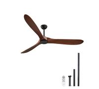 VEVOR Ventilateur de plafond 180 cm – 3 pales en bois, Moteur CC réversible, Télécommande, Noyer