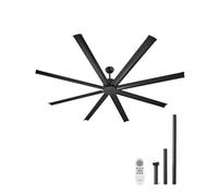 VEVOR Ventilateur de Plafond sans Lumière 214 cm avec Télécommande 6 Vitesses, 8 Pales Aluminium, Moteur CC Réversible, Ventilateur Moderne pour Chambre à Coucher, Salon, Intérieur, Extérieur, Noir