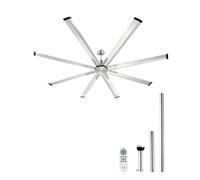 VEVOR Ventilateur de Plafond Aluminium 214 cm avec Télécommande Nickel Brossé