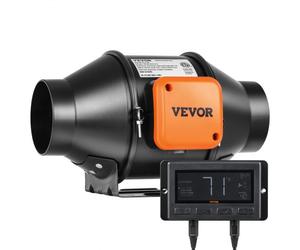 VEVOR Ventilateur d'Extraction 100 mm Extracteur d'Air Conduit 348 m³/h 25 W Régulateur Température Humidité Silencieux Moteur Électrique pour Refroidissement Tentes Croissance Cultures Hydroponiques