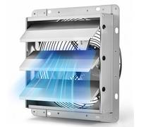 VEVOR Ventilateur d'Extraction à Volets 268 mm, Extracteur d'Air Mural 25,5 W 1380 m³/h, pour Grenier, Garage, Grange, Serre et Atelier, avec Volets Automatiques, Boîtier Acier, Faible Bruit, Argenté