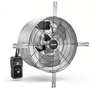 VEVOR Ventilateur d'Extraction pour Grenier 38 cm 2208,7 m³/h Thermostat | Extracteur d'Air Mural pour Maison, Garage, Entrepôt et Atelier, Boîtier en Acier Carbone, avec Supports de Montage, Argenté