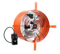VEVOR Ventilateur d'Extraction pour Grenier 40,6 cm 3304,6 m³/h Thermostat | Extracteur d'Air Mural pour Garage, Entrepôt, Atelier et Maison, Boîtier en Acier Carbone, avec Supports de Montage, Orange