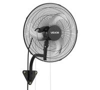 VEVOR Ventilateur Mural Industriel 45,7 cm, Ventilateur Oscillant pour Garage, Atelier, Entrepôt et Salle de Sport, 3 Vitesses, Oscillation Automatique, Angle Réglable, Pales en Alu, Grille en Acier