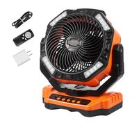 VEVOR Ventilateur Portable Rechargeable Pivotant 334 mm Lumières LED Minuterie