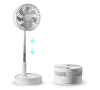 VEVOR Ventilateur Portable USB Rechargeable sur Pied 194 mm avec Télécommande Ventilateur de Bureau Silencieux Pliable Rétractable Réglable 4 Vitesses 7200 mAh pour Chambre à Coucher, Voyage, Camping