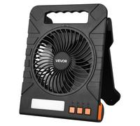 VEVOR Ventilateur Solaire Rechargeable 10000 mAh Ventilateur Portable Silencieux 18 cm, Lampe Torche LED, Panneau Solaire 4 W, 4 Vitesses, Minuterie, Alimenté par Batterie USB pour Camping Extérieur