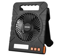 VEVOR Ventilateur Solaire Rechargeable 10000 mAh Ventilateur Portable Silencieux 18 cm, Lampe Torche LED, Panneau Solaire 4 W, 4 Vitesses, Minuterie, Alimenté par Batterie USB pour Camping Extérieur