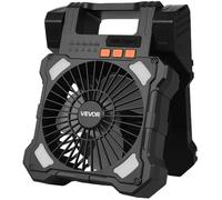 VEVOR Ventilateur Solaire Rechargeable 20000 mAh Ventilateur Portable Silencieux 20 cm avec Éclairage LED, Panneau Solaire 7 W, 5 Vitesses, Minuterie, Alimenté par Batterie USB pour Camping Extérieur